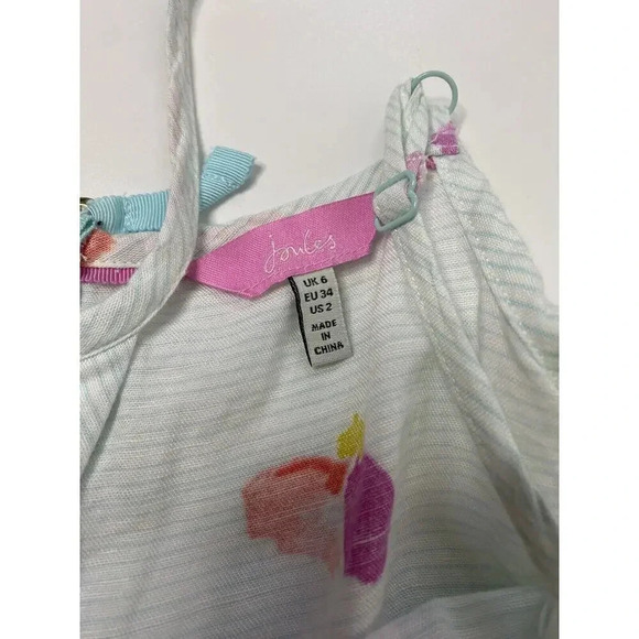 Joules Zoey Sleeveless Midi Dress Aqua Stripe Multicolor Floral Size US 6 - Picture 5 of 9